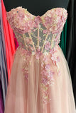Sweetheart Pink Tulle A-line Long Prom HZ0307