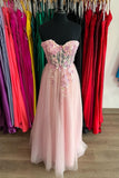 Sweetheart Pink Tulle A-line Long Prom HZ0307