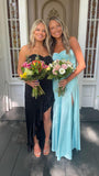 Strapless Green Silk Long Party Dress with HZ0307