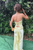 Twist Front Yellow Soft Satin Maxi HZ0307