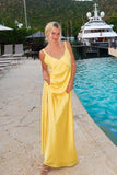 Straps Yellow Soft Satin Long Maxi HZ0307