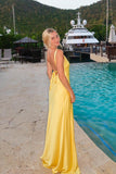 Straps Yellow Soft Satin Long Maxi HZ0307