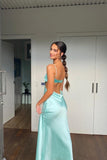 Straps Aqua Cutouts Maxi Dress with Cowl HZ0307