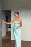 Straps Aqua Cutouts Maxi Dress with Cowl HZ0307