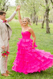 Sweetheart Blue Chiffon Tiered A-line Formal HZ0307