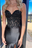 Sweetheart Black Appliques Mermaid Prom Dress with HZ0307