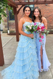 Straps Pink Appliques and Tulle Ruffles Prom HZ0307