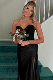 Sweetheart Red Sequin Ruched Satin Long Formal HZ0307