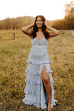 Knotted Sage Ruffles Tiedred Maxi HZ0307