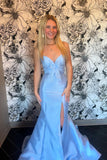 Bow Sweetheart Light Blue Mermaid Long Party HZ0307