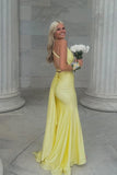 Straps Yellow Mermaid Formal Dress with HZ0307