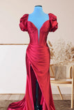 Short Puff Sleeves Light Blue Mermaid Formal HZ0307