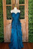 Ruched Yellow Ruffle Fitted Long Prom Dress with HZ0307