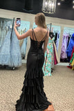 V Neck Yellow Satin Ruffle Fitted Prom HZ0307