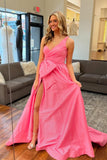 One Shoulder Red A-line Long Prom Dress with A HZ0307