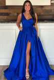 One Shoulder Red A-line Long Prom Dress with A HZ0307