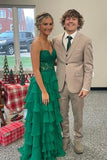 Sweetheart Yellow Lace Tiered Ruffle Prom HZ0307