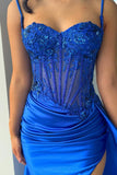 Spaghetti Straps Sage Beaded Satin Long Formal HZ0307