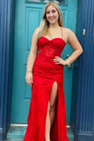 Straps Hot Pink Lace Mermaid Long Prom HZ0307
