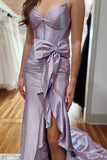 Straps Lilac Satin Mermaid Formal Dress with HZ0307