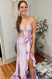 Straps Lilac Satin Mermaid Formal Dress with HZ0307
