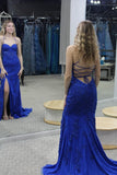 Straps Hot Pink Lace Mermaid Long Prom HZ0307