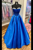 Beaded Sweetheart Royal Blue Satin Formal HZ0307