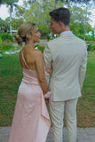 One Shoulder Pink Ruched Frill Party HZ0307
