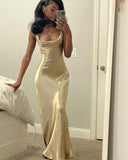 LTP1271, Super Shiny Cream Crystal Satin Long Prom Dresses High Quality Spaghetti Straps Mermaid Bridesmaid HZ0307