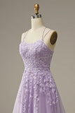 Spaghetti Straps A-Line Tulle Lace Prom HZ0307