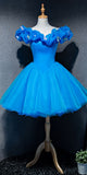LTP1757, Princess Blue A-Line Short Prom Dress, Off The Shoulder Homecoming HZ0307