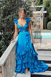 Sexy Cross Top Ruffles Prom Dresses With HZ0307