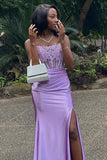 Strapless Red Sheet Appliques Fitted Long Prom HZ0307