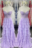 Sweetheart Yellow Lace Tiered Ruffle Prom HZ0307