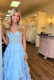 Sweetheart Yellow Lace Tiered Ruffle Prom HZ0307