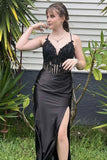Dusty Blue Appliques Corset Satin Long Formal HZ0307