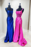 Light Blue Corset Satin Fitted Long Prom HZ0307