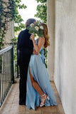 Straps Blue Ruched Soft Satin A-line HZ0307