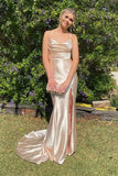 Cowl Neck Sage Green Satin Fitted Formal HZ0307