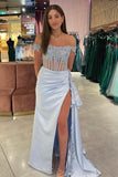 Off the Shoulder Appliques Corset Long Formal HZ0307