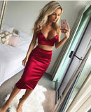 LTP1215,Two Pieces Red Homecoming Dresses,Spaghetti Straps Mini Mermaid Prom Evening HZ0307
