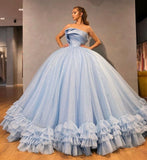 Princess Sleeveless Tulle Sparkle Prom Dress Sweet 16 Ball HZ0307