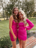 LTP1461,Hot pink homecoming dresses tight hoco graduation HZ0307
