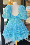 Princess Bubble Sleeves Ruffle Homecoming HZ0307