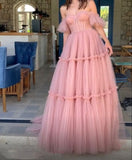 LTP1204,Pink Sweetheart Evening Prom Dresses,Tulle A-Line Prom HZ0307