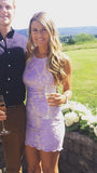 LTP1509,Classic lavender homecoming dress,lace tight party dress HZ0307