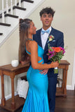 V Neck Blue Mermaid Long Formal HZ0307