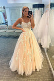 Spaghetti Straps A-Line Tulle Lace Prom HZ0307