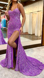 Sparkle V-Neck Sequined Long Formal Prom HZ0307