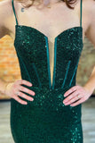 Straps Black Sequin Mermaid Long Formal HZ0307